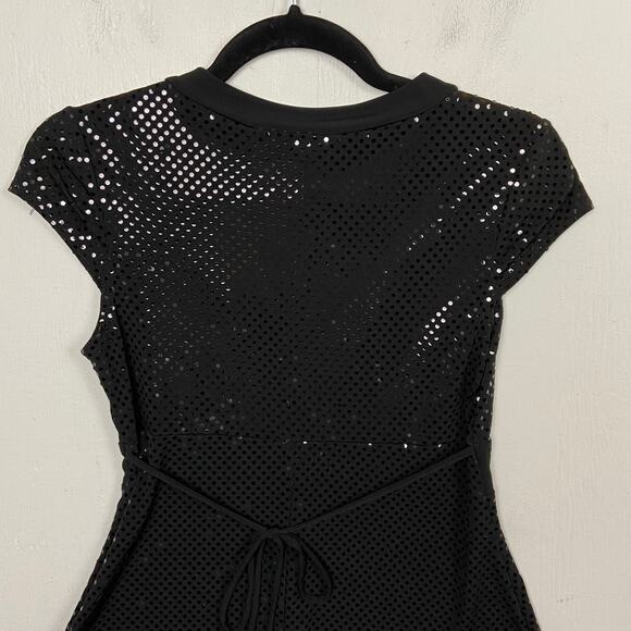 B Wear VTG Black Sequin Baby Doll Whimsigoth Witchy Goth Cap Sleeve Top Medium - Picture 5 of 12